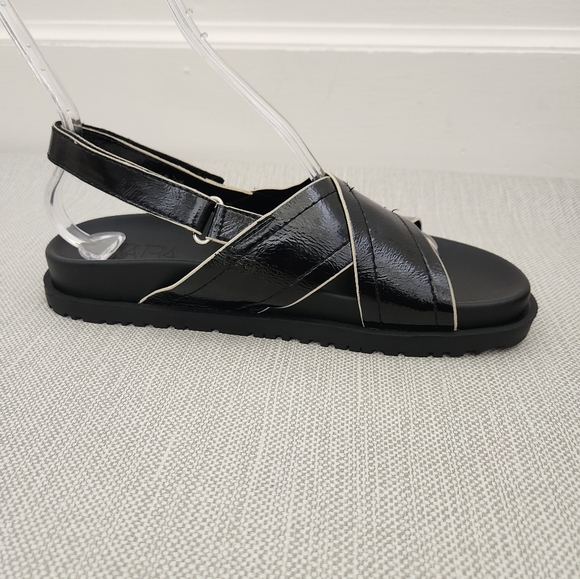 Zara black patent cross strap slingback open toe sandals - Picture 5 of 12